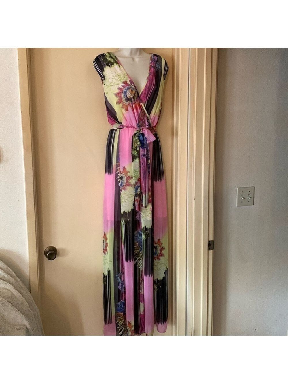Alberto Makali full length pink summer dress size L